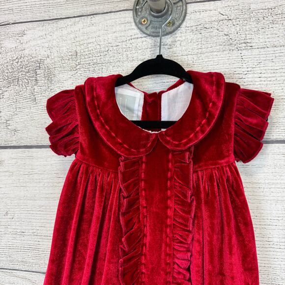 Lil Cactus Baby Girl Red Velvet Holiday Christmas Dress Size 12-18M - Picture 2 of 7